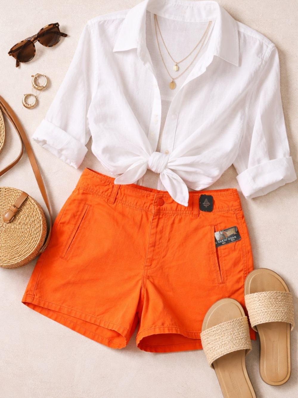 Polo Jeans Co Ralph Lauren Orange Chino Shorts Womens Size 12 Y2K Preppy Coastal